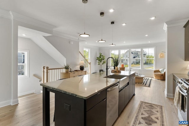 43 Farrow Cir, Charlottesville, VA 22901 - kitchen with ornamental molding, appliances with stainless steel finishes, and a sink