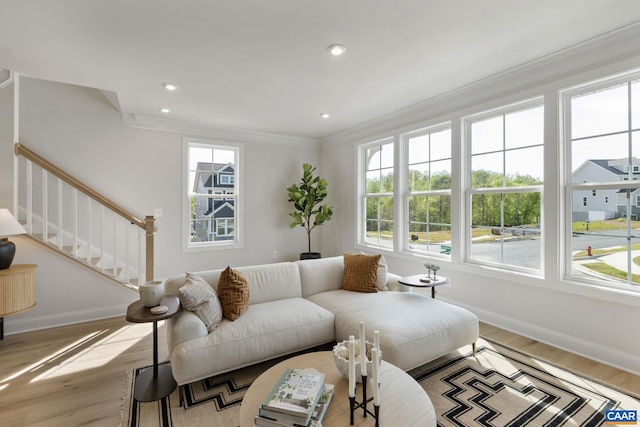 43 Farrow Cir, Charlottesville, VA 22901 - living area with light wood finished floors, baseboards, a wealth of natural light, and stairs