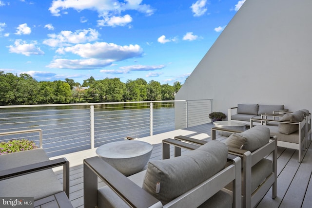 10323 Wilde Lake Ter, Columbia, MD 21044 - deck with an outdoor hangout area and a water view