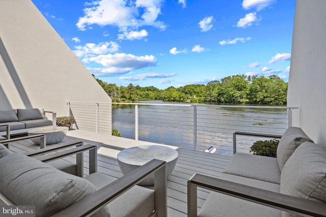 10323 Wilde Lake Ter, Columbia, MD 21044 - wooden terrace featuring a water view and outdoor lounge area