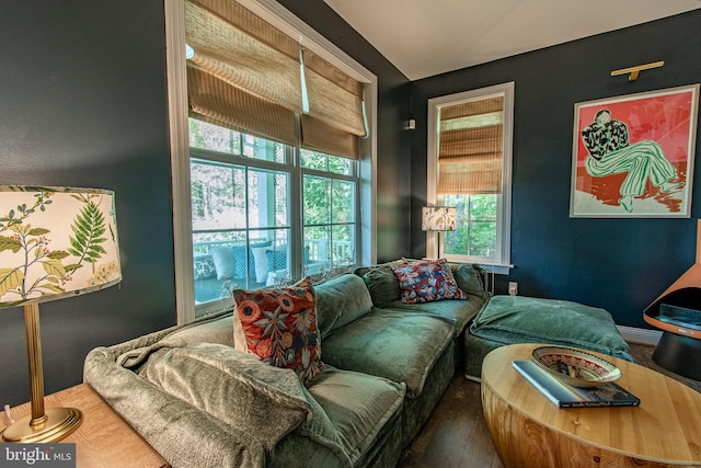 living area featuring a wealth of natural light