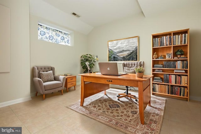 19320 Liberty Heights Ln, Germantown, MD 20874 - home office featuring tile patterned flooring and lofted ceiling