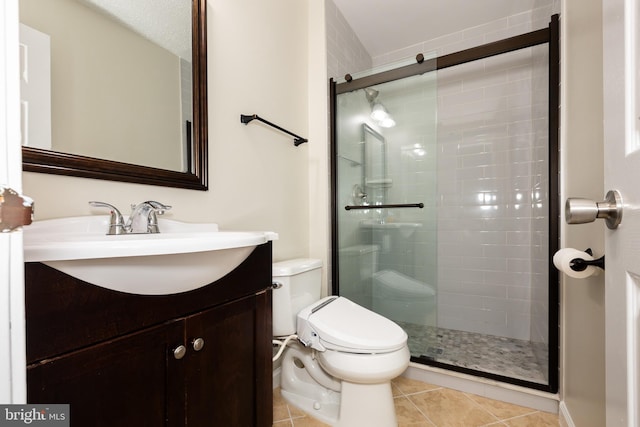 19320 Liberty Heights Ln, Germantown, MD 20874 - bathroom with a stall shower, vanity, and tile patterned flooring