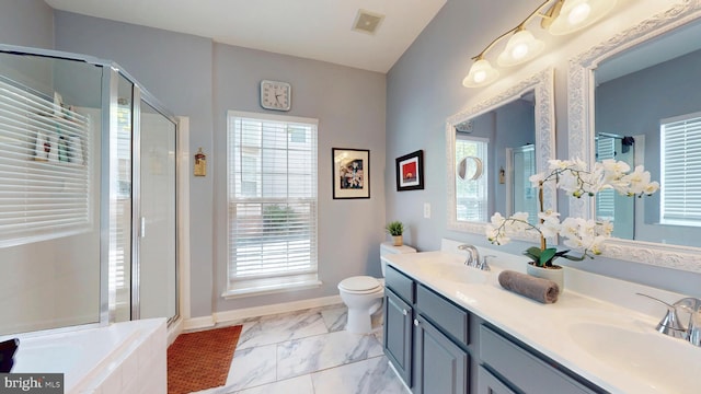 43295 Ardmore St, Ashburn, VA 20147 - full bathroom featuring a sink, a stall shower, double vanity, and visible vents
