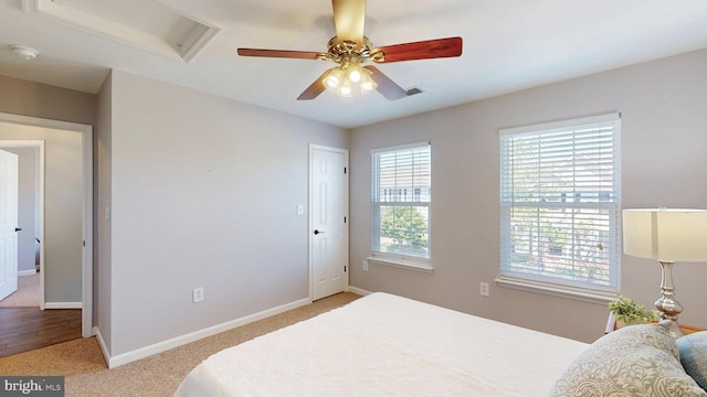 43295 Ardmore St, Ashburn, VA 20147 - carpeted bedroom with baseboards and ceiling fan