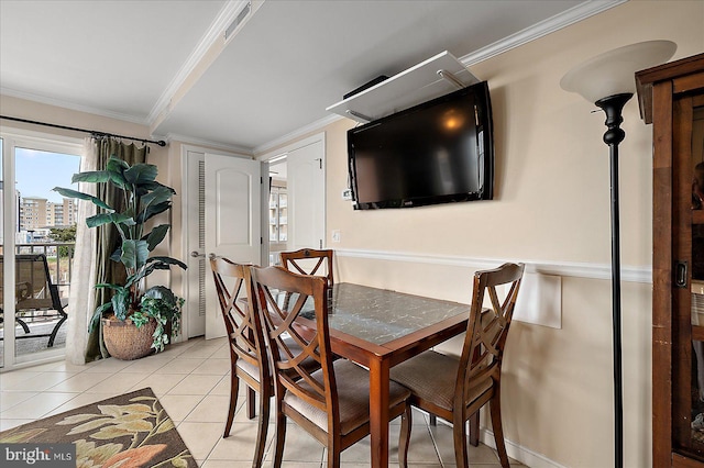 4201 Coastal Hwy Unit 116, Ocean City, MD 21842 - dining room featuring crown molding and light tile patterned floors