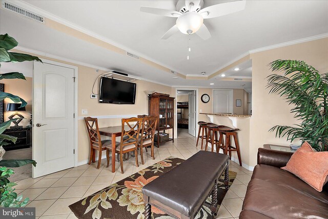 4201 Coastal Hwy Unit 116, Ocean City, MD 21842 - living area featuring ceiling fan, recessed lighting, visible vents, and light tile patterned floors