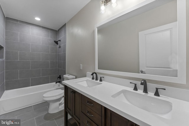 12304 Popes Head Rd, Fairfax, VA 22030 - full bath featuring tile patterned flooring, tub / shower combination, a sink, and toilet