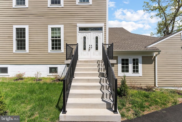 12304 Popes Head Rd, Fairfax, VA 22030 - property entrance with a shingled roof