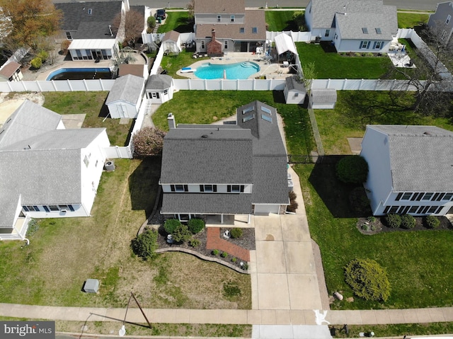 bird's eye view featuring a residential view