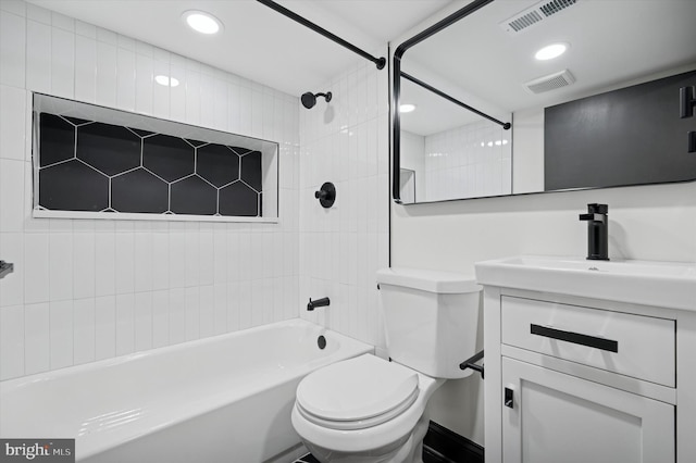 2931 W Susquehanna Ave, Philadelphia, PA 19121 - bathroom featuring shower / bath combination, visible vents, toilet, and vanity