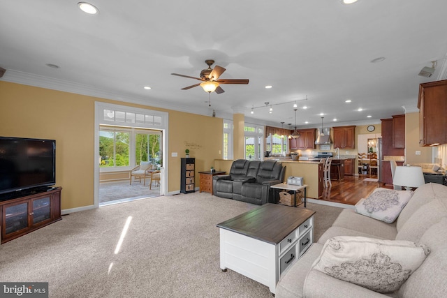 19009 Old Baltimore Rd, Brookeville, MD 20833 - living room with crown molding, plenty of natural light, and recessed lighting