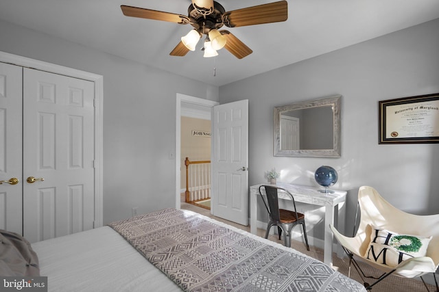 19009 Old Baltimore Rd, Brookeville, MD 20833 - carpeted bedroom with baseboards and ceiling fan