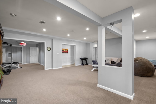 19009 Old Baltimore Rd, Brookeville, MD 20833 - interior space with carpet floors, recessed lighting, and visible vents