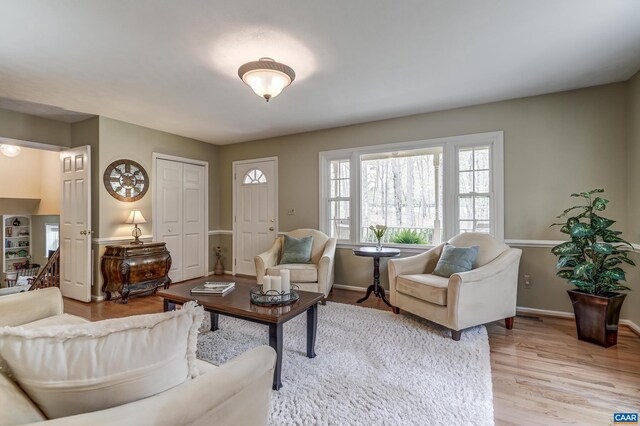 4045 Buck Island Rd, Charlottesville, VA 22902 - living room with baseboards, visible vents, and light wood-style flooring