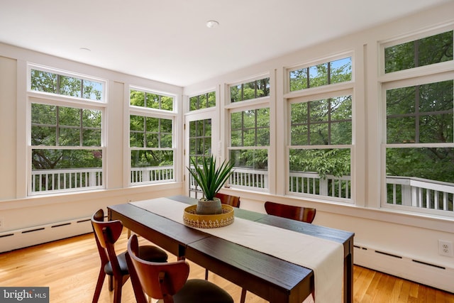 6218 30th St NW, Washington, DC 20015 - sunroom / solarium featuring a baseboard heating unit, plenty of natural light, and wood finished floors