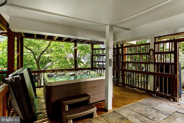 6218 30th St NW, Washington, DC 20015 - wooden terrace featuring an indoor hot tub