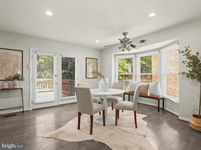 2828 Quarry Heights Way, Baltimore, MD 21209 - dining area with plenty of natural light, wood finished floors, baseboards, a ceiling fan, and recessed lighting
