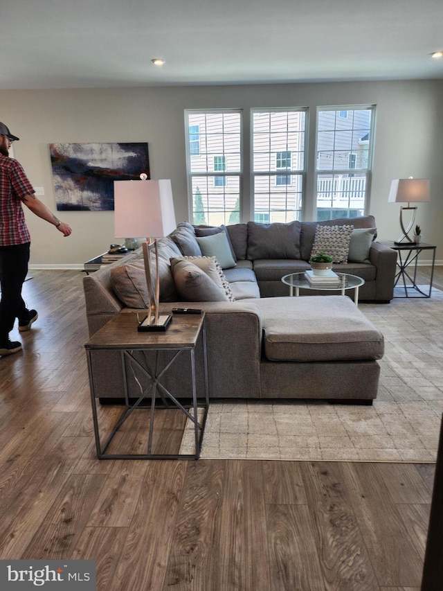 4480 Weejun Loop, Woodbridge, VA 22192 - living area featuring baseboards, a healthy amount of sunlight, recessed lighting, and wood finished floors
