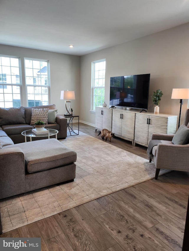 4480 Weejun Loop, Woodbridge, VA 22192 - living area with wood finished floors, baseboards, and recessed lighting