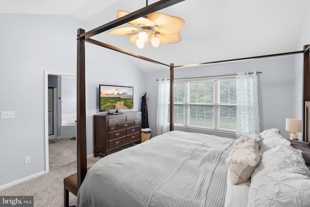 362 Hoffeckers Mill Dr, Smyrna, DE 19977 - bedroom with vaulted ceiling, carpet, baseboards, and a ceiling fan
