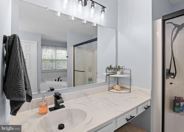 362 Hoffeckers Mill Dr, Smyrna, DE 19977 - bathroom featuring a stall shower, vanity, and a garden tub