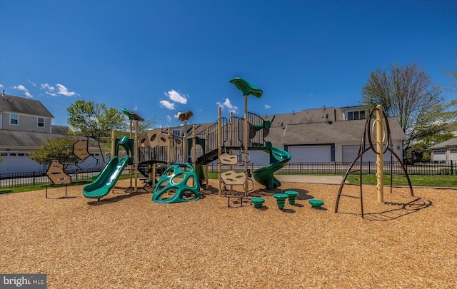 community play area with fence