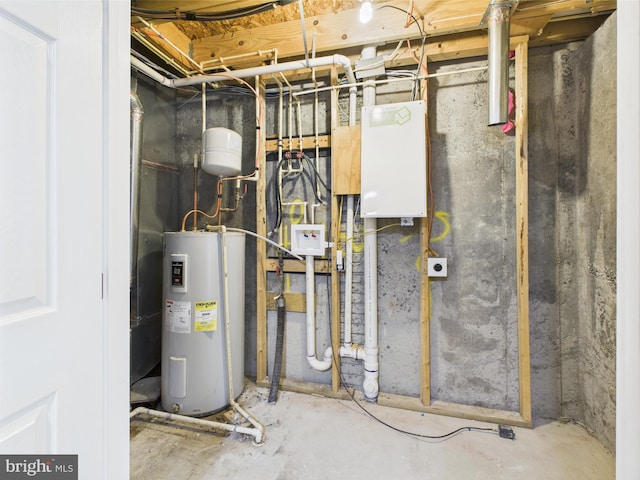 utility room with electric water heater