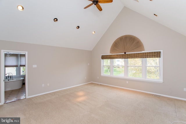 interior space with baseboards, light colored carpet, and multiple windows