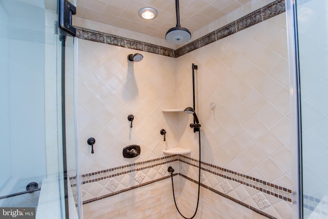 interior details with a shower stall