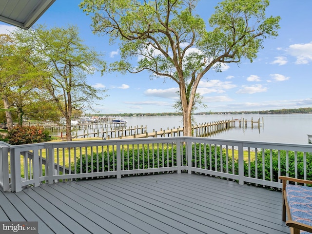 504 Moorings Cir, Arnold, MD 21012 - deck with a water view and a boat dock