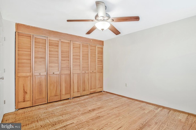 1603 Melby Ct, Baltimore, MD 21234 - unfurnished bedroom featuring a ceiling fan, baseboards, and light wood-style floors