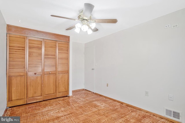 1603 Melby Ct, Baltimore, MD 21234 - unfurnished bedroom featuring baseboards, visible vents, a closet, and ceiling fan