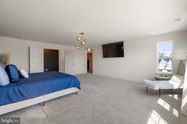 bedroom with carpet flooring and visible vents