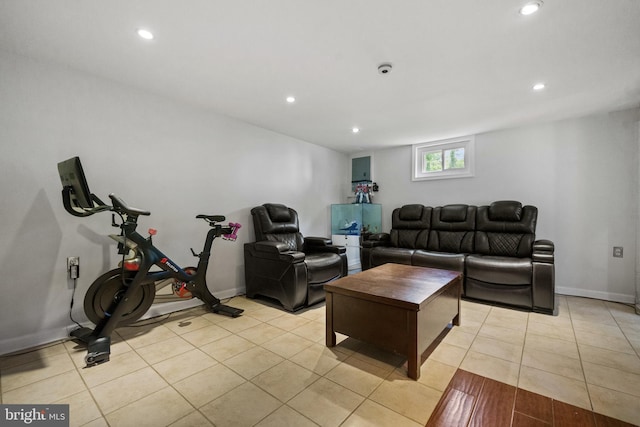 1826 Hylton Ave, Woodbridge, VA 22191 - living area with recessed lighting, light tile patterned flooring, and baseboards
