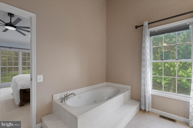 3565 Hummock Pl, Woodbridge, VA 22192 - full bathroom with a ceiling fan, baseboards, a bath, and ensuite bathroom