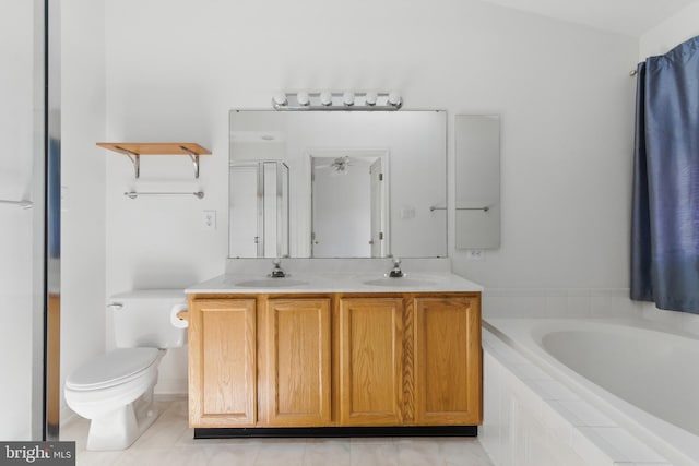 13014 Prairie Knoll Ct, Germantown, MD 20874 - full bathroom with a bath, double vanity, toilet, and a sink