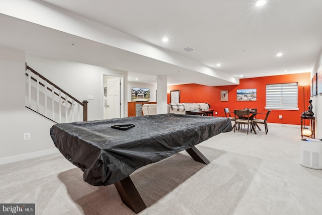 7193 Wolf Trap Court Caroline, Glen Burnie, MD 21060 - recreation room with baseboards, carpet floors, recessed lighting, and billiards
