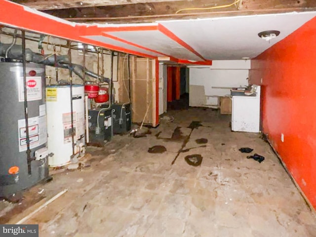 421 E Rockland St, Philadelphia, PA 19120 - unfinished basement featuring water heater and washer / dryer