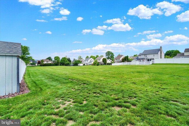 view of yard featuring a residential view and fence
