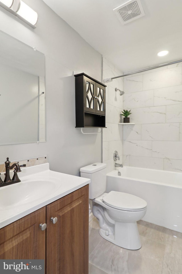 5160 Miller Hill Rd, La Plata, MD 20646 - bathroom featuring toilet, vanity, shower / tub combination, and visible vents