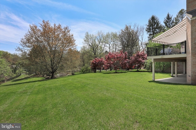 view of yard with a patio and a deck