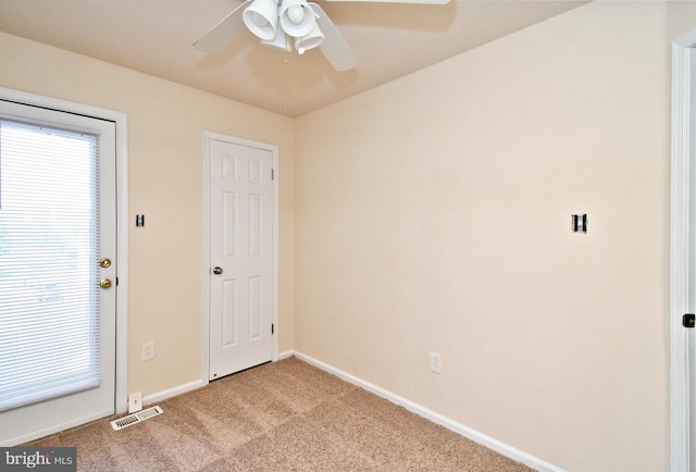 90 Catherine Ct, Levittown, PA 19057 - interior space featuring baseboards, light carpet, a ceiling fan, and visible vents