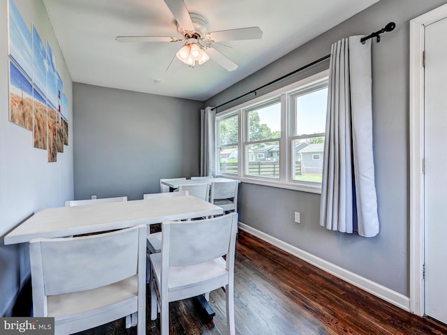724 Webb St, Aberdeen, MD 21001 - dining space with dark wood-style flooring and a ceiling fan