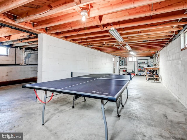 724 Webb St, Aberdeen, MD 21001 - rec room with concrete floors and concrete block wall