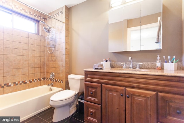 128 Granite Hill Ct, Langhorne, PA 19047 - bathroom featuring tile patterned flooring, vanity, toilet, and shower / washtub combination