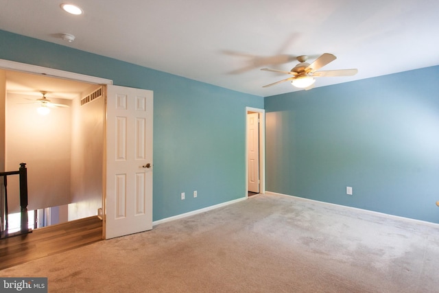 128 Granite Hill Ct, Langhorne, PA 19047 - unfurnished bedroom featuring visible vents, a ceiling fan, carpet, and baseboards