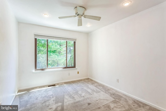 128 Granite Hill Ct, Langhorne, PA 19047 - empty room with a ceiling fan, visible vents, baseboards, carpet flooring, and recessed lighting