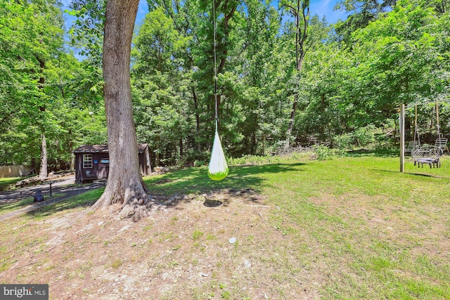 view of yard with an outdoor structure