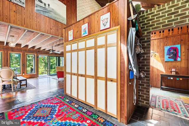 interior space with wood walls